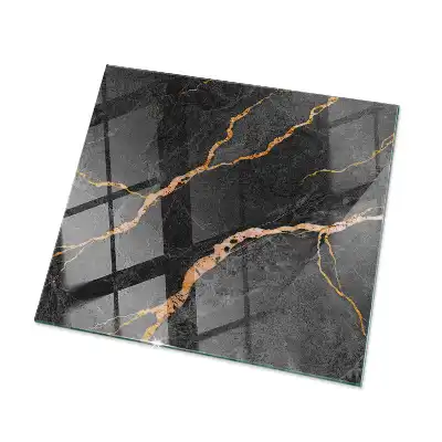 Plateau carré en verre à motif marbré veiné