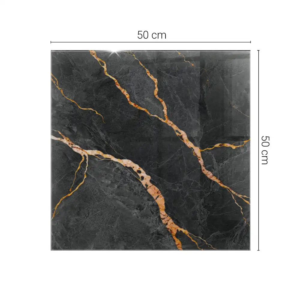 Plateau carré en verre à motif marbré veiné