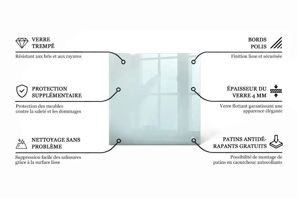 Plateau en verre carré transparent
