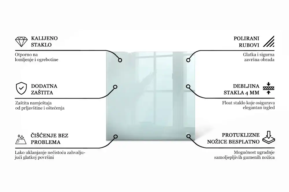Plateau en verre carré transparent