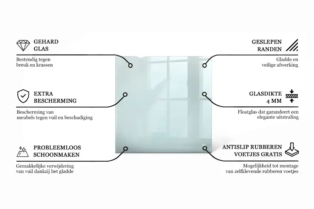 Plateau en verre carré transparent