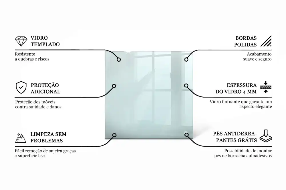 Plateau en verre carré transparent