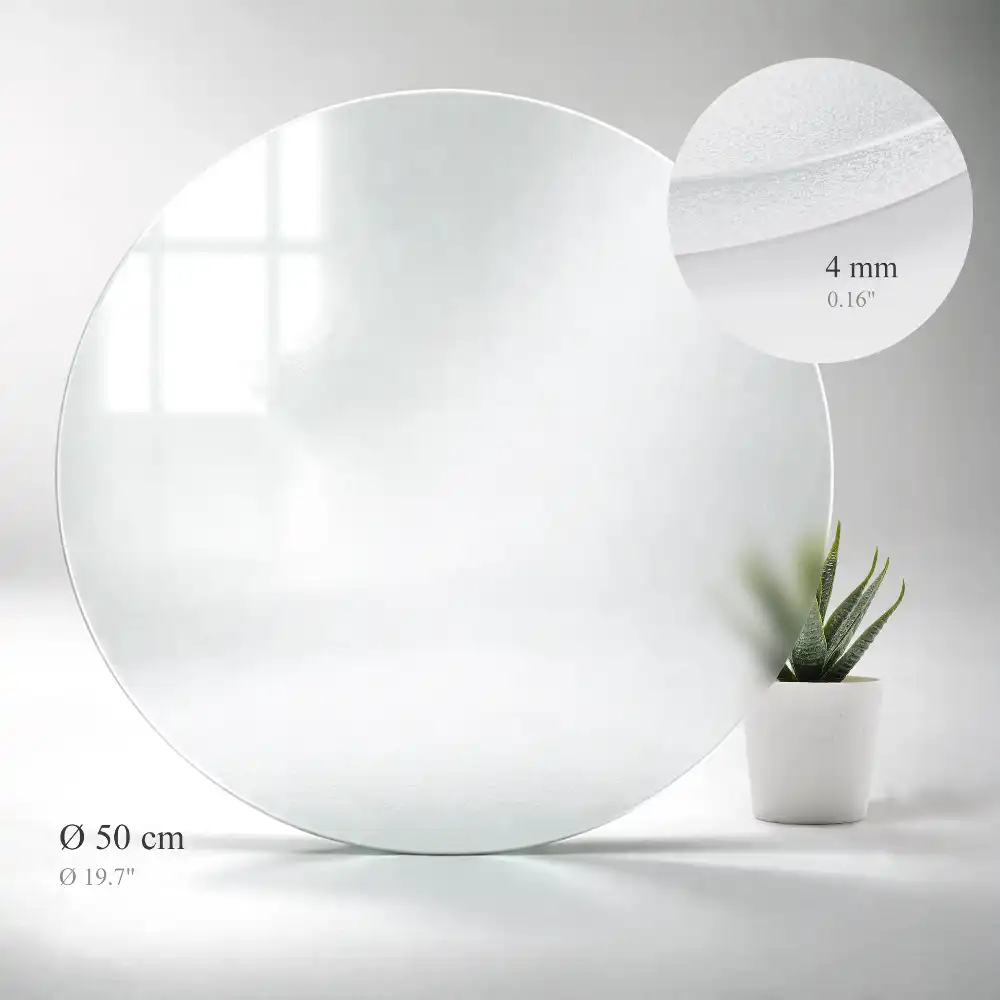 Plateau de table rond en verre semi-transparent