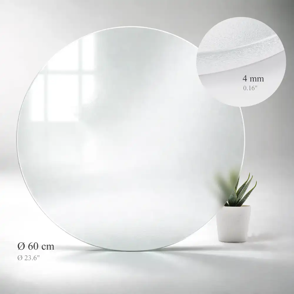 Plateau de table rond en verre semi-transparent