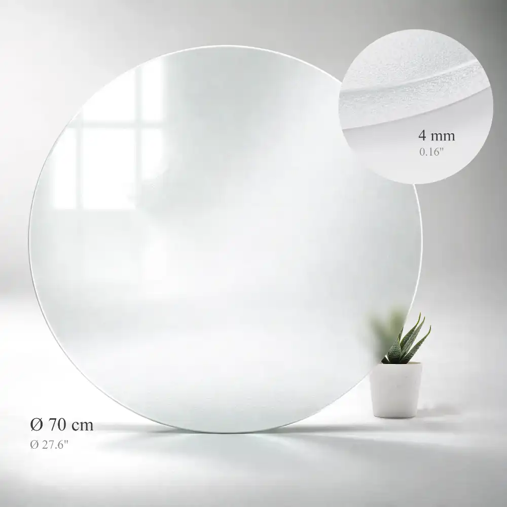 Plateau de table rond en verre semi-transparent