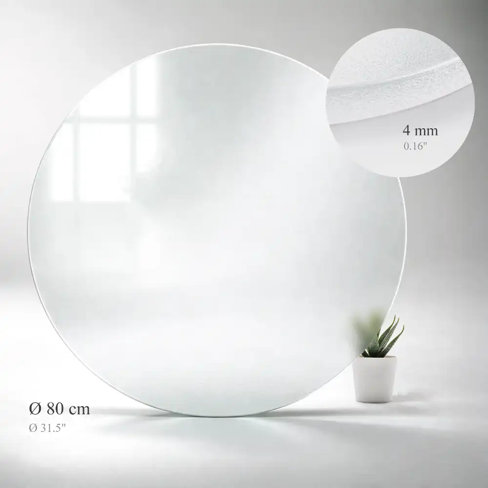 Plateau de table rond en verre semi-transparent