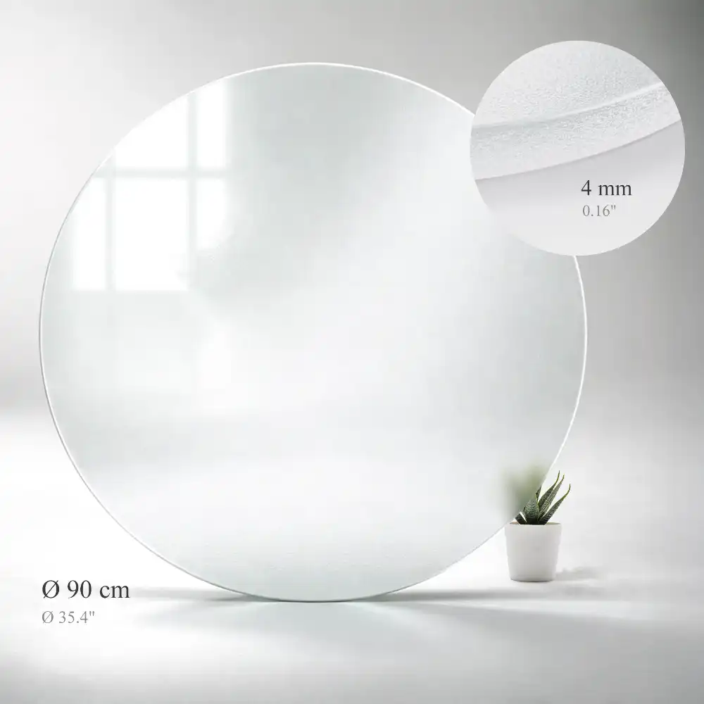 Plateau de table rond en verre semi-transparent