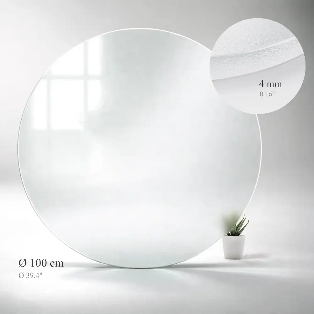 Plateau de table rond en verre semi-transparent