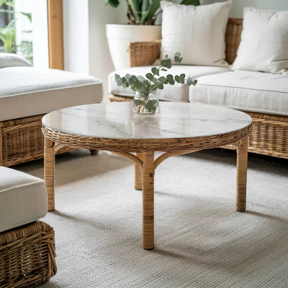 Plateau de table rond motif marbre