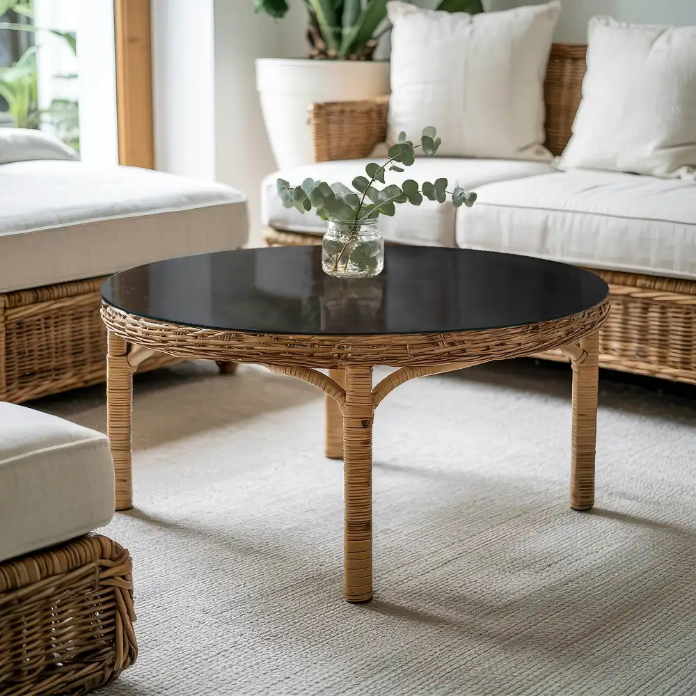 Plateau de table rond noir lisse