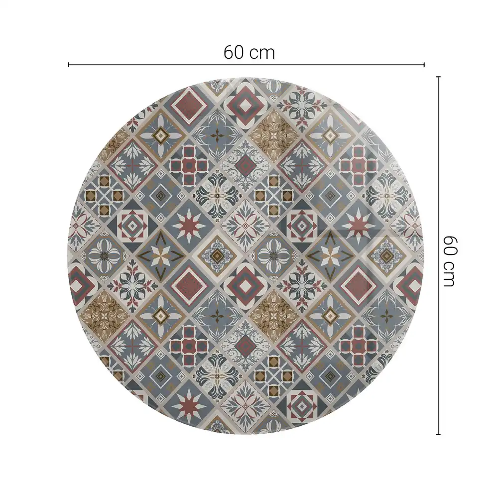 Plateau de table ronde style mosaïque