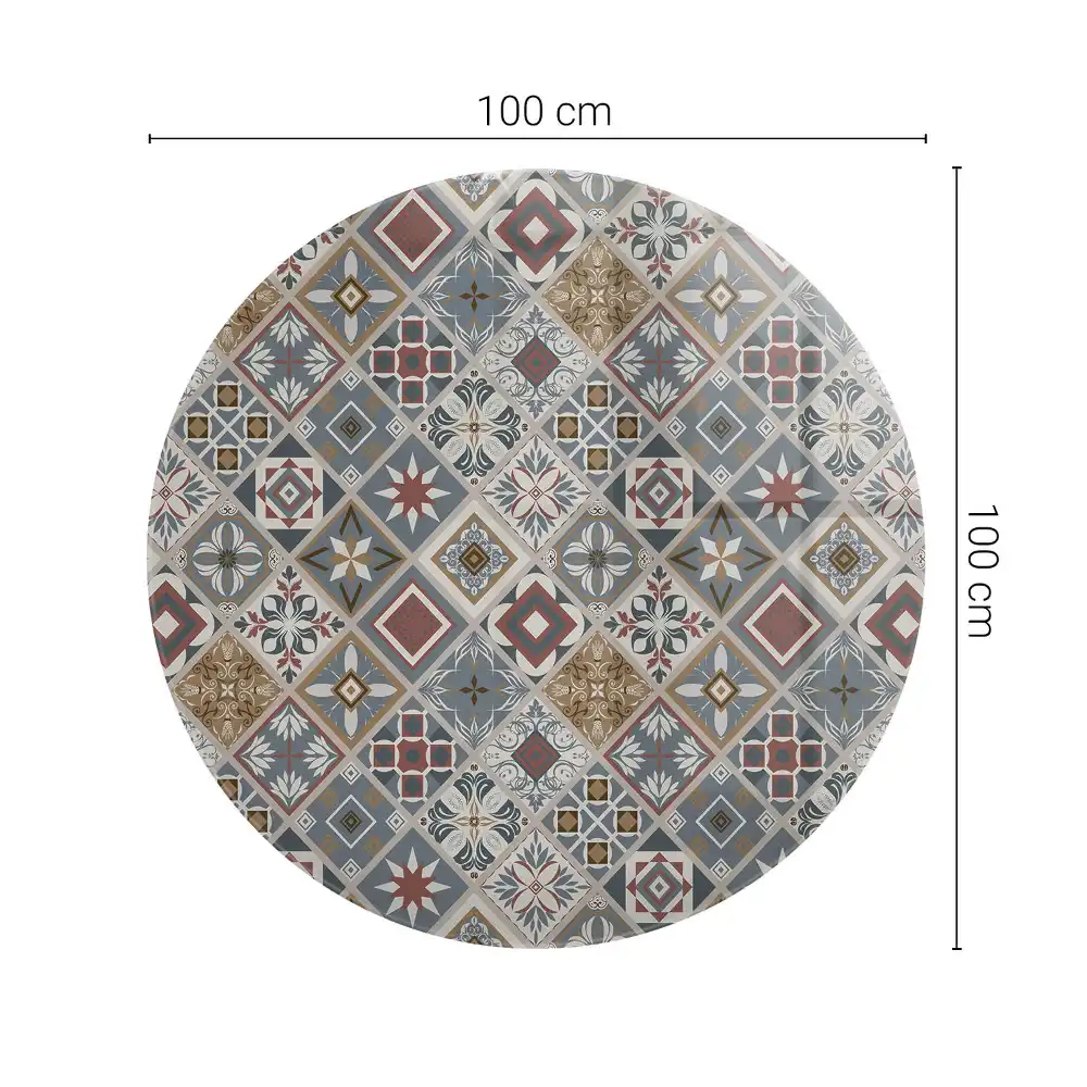 Plateau de table ronde style mosaïque