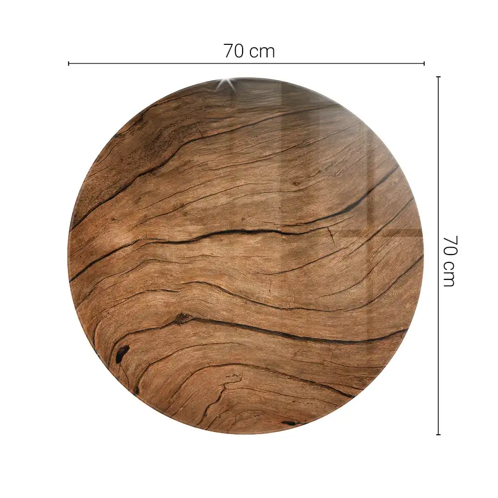 Dessus de table rond avec structure en bois naturel