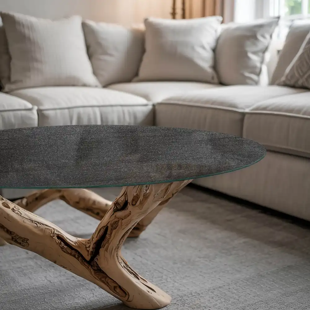 Plateau de table rond effet pierre naturelle