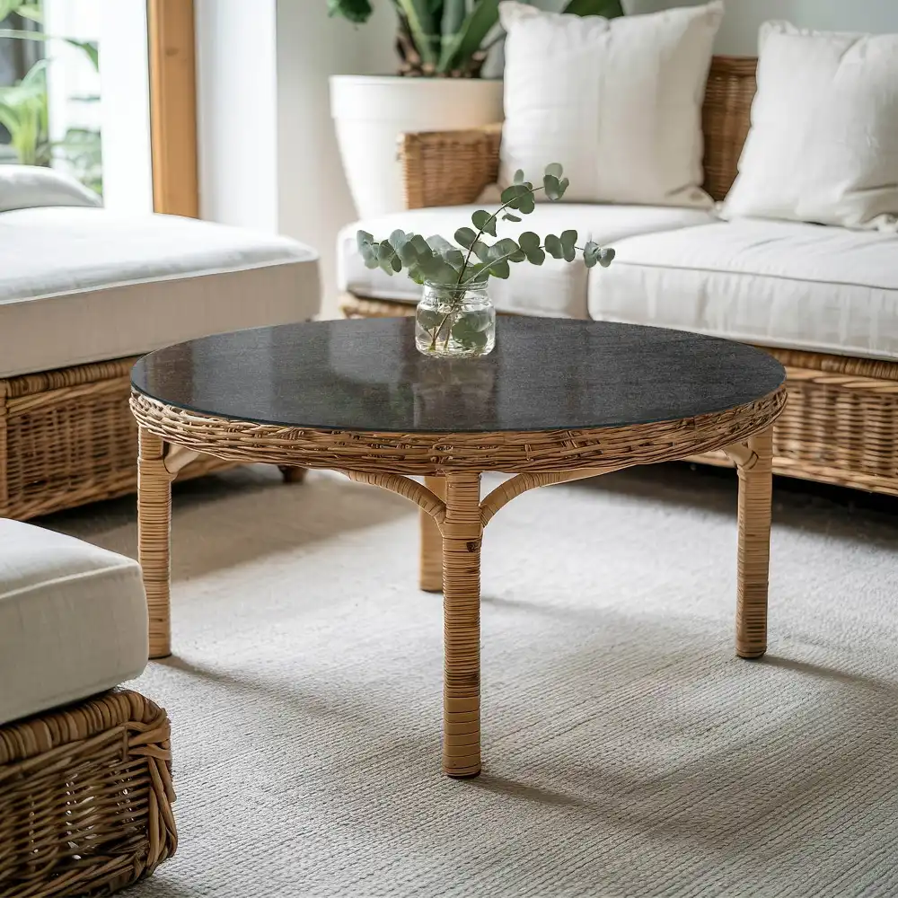 Plateau de table rond effet pierre naturelle