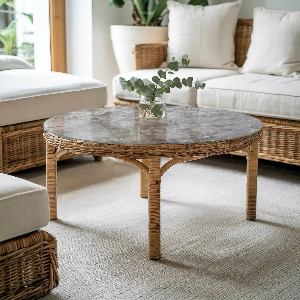 Plateau pour table ronde effet marbre