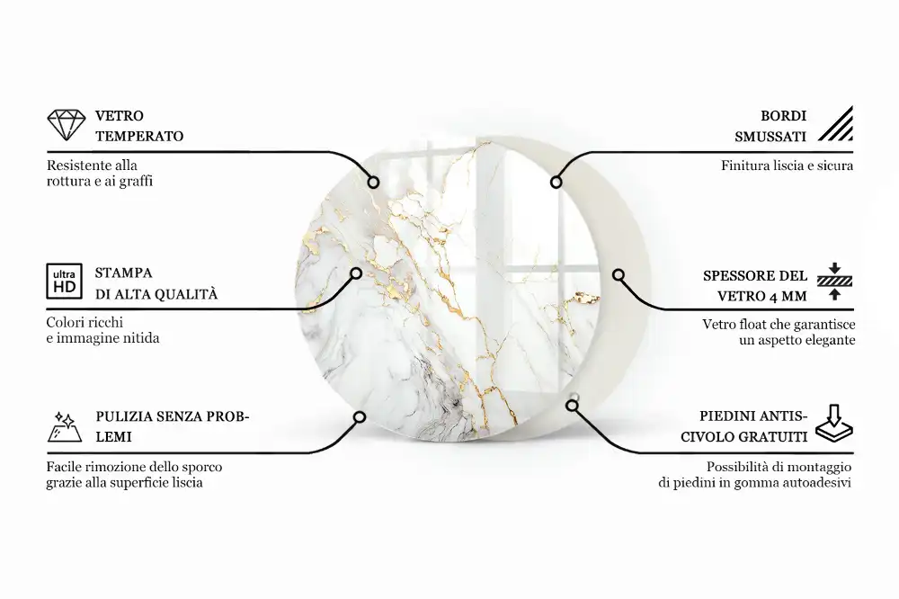 Plateau pour table ronde effet marbre