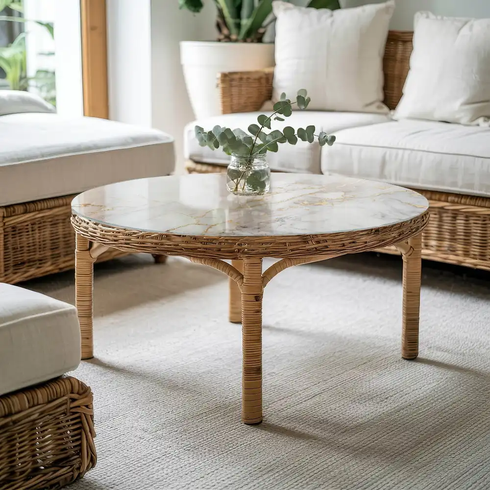 Dessus de table rond au motif marbre élégant