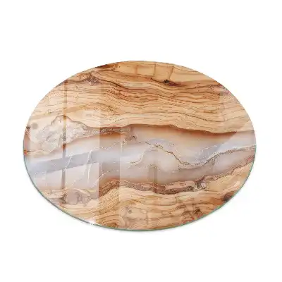 Plateau de table rond en bois naturel et résine