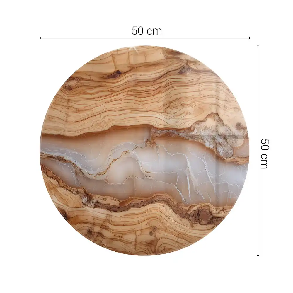 Plateau de table rond en bois naturel et résine