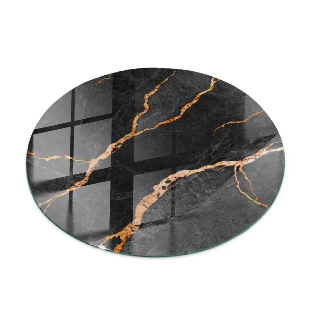 Plateau de table rond à motif marbré aux veines délicates