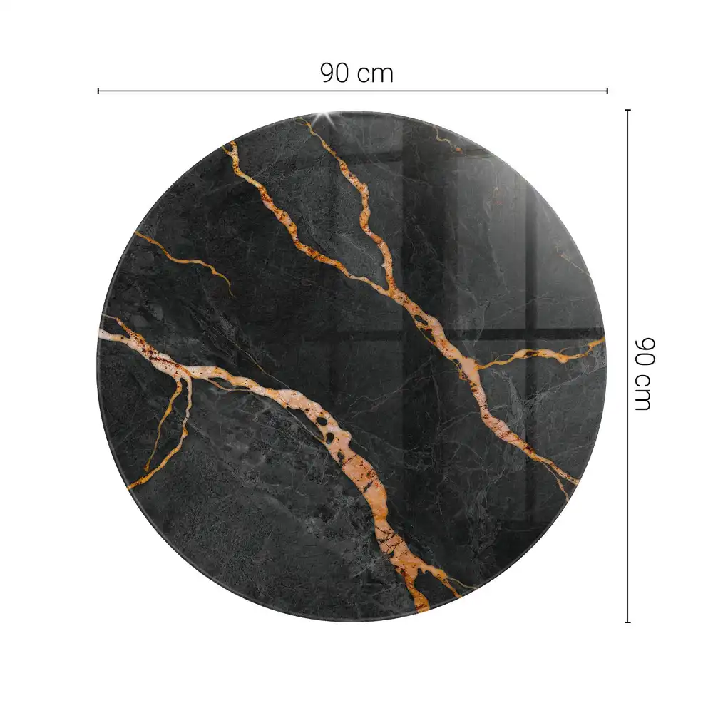 Plateau de table rond à motif marbré aux veines délicates