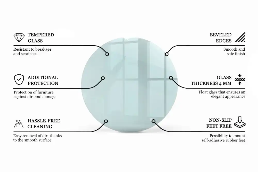 Plateau de table rond transparent