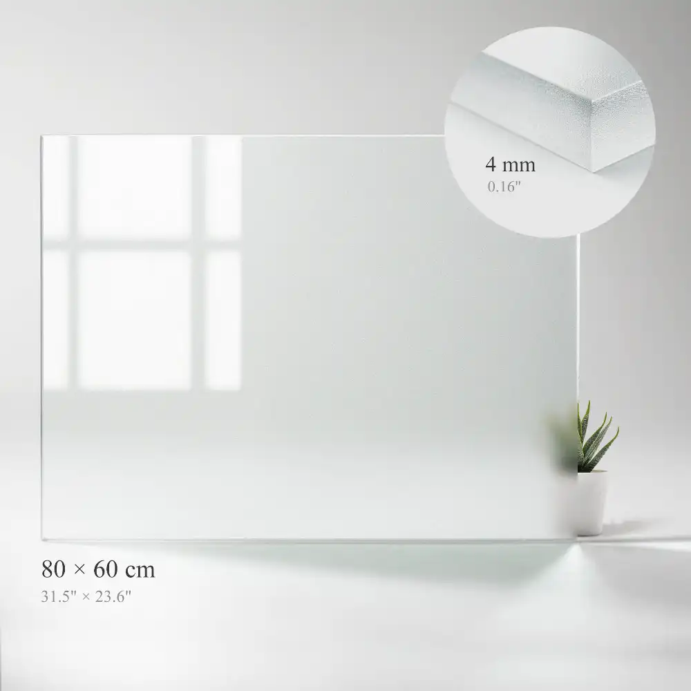 Plateau de table en verre semi-transparent