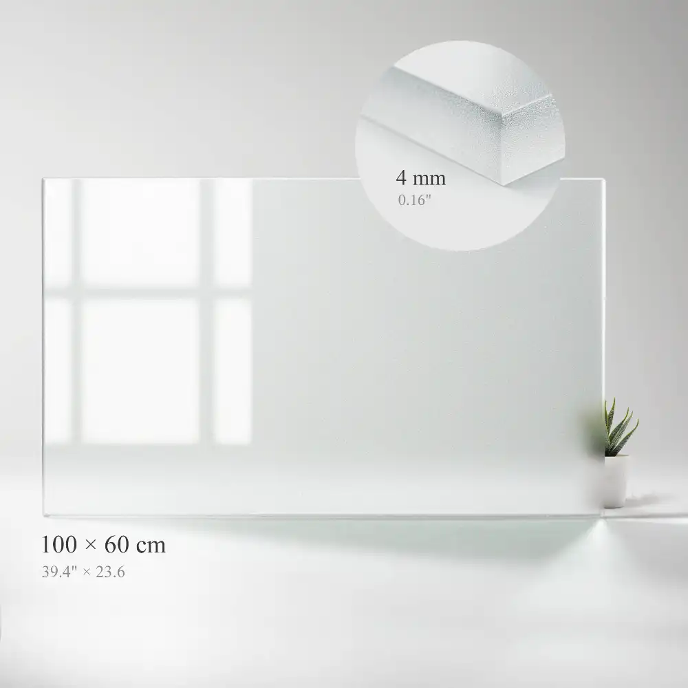 Plateau de table en verre semi-transparent