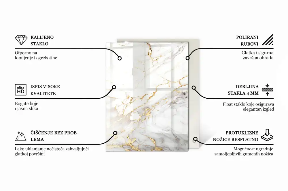 Plateau rectangulaire en marbre à motif graphique