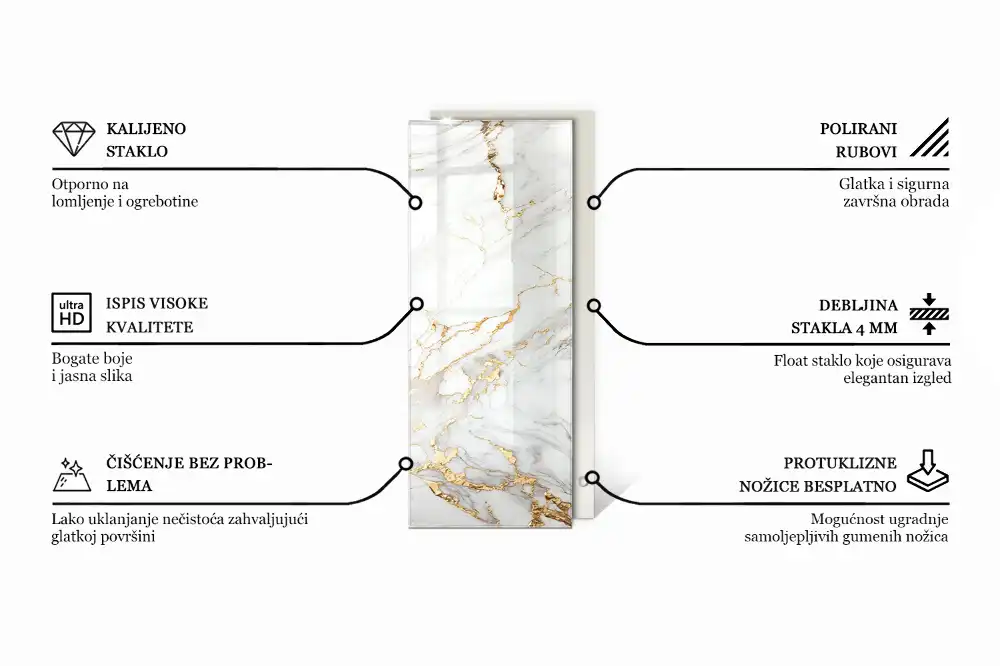 Plateau rectangulaire en marbre à motif graphique