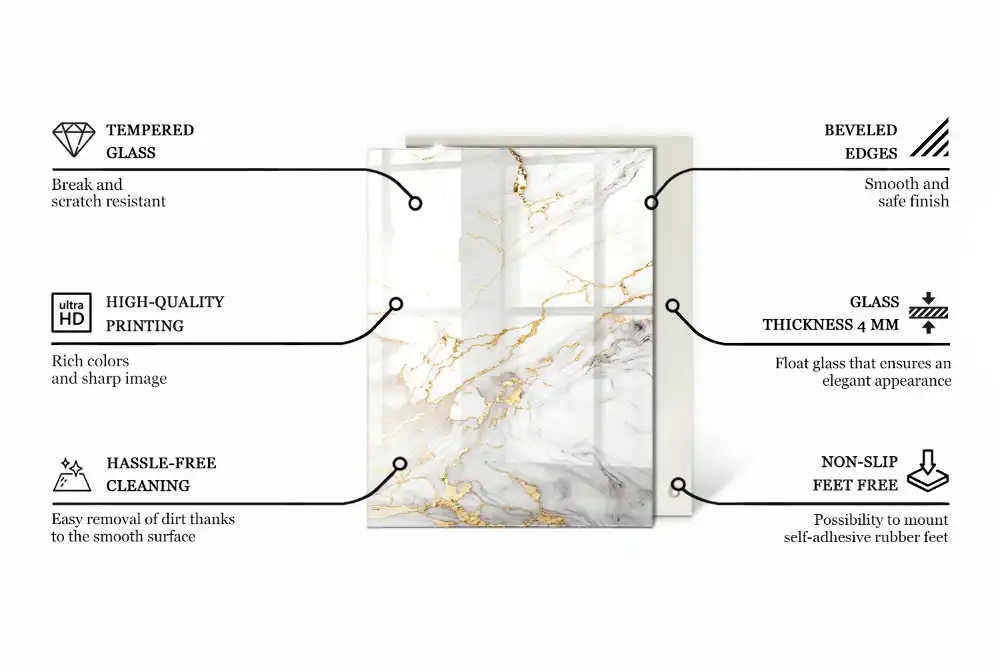Plateau de table rectangulaire avec décorations en mosaïque