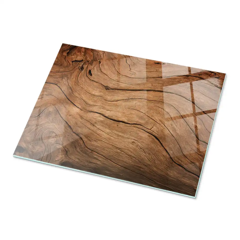 Plateau rectangulaire en verre avec motif de forêt élégant