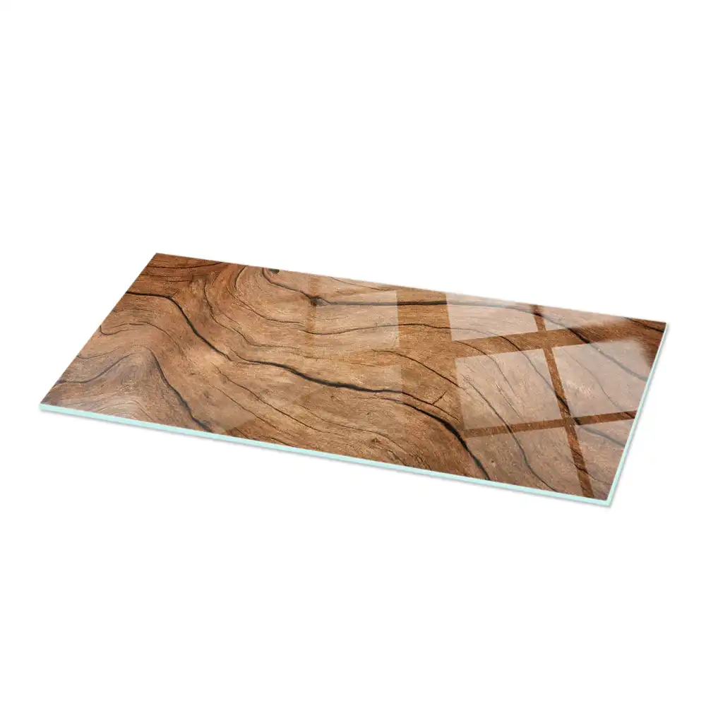Plateau rectangulaire en verre avec motif de forêt élégant