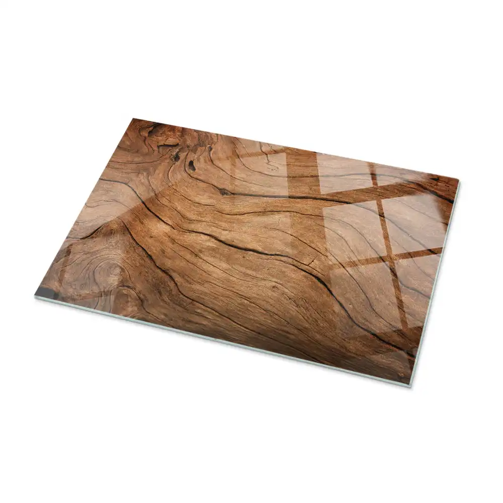 Plateau rectangulaire en verre avec motif de forêt élégant