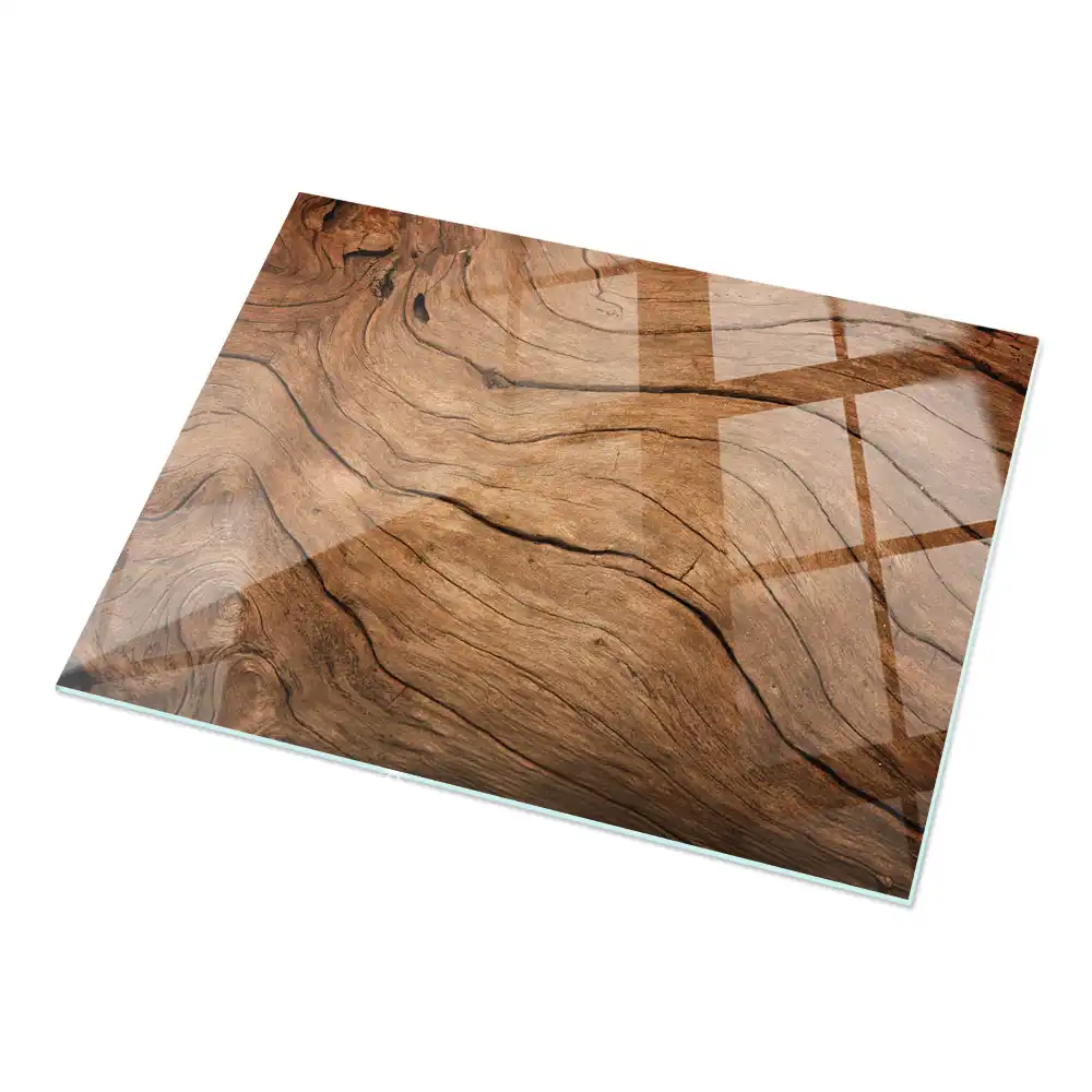 Plateau rectangulaire en verre avec motif de forêt élégant
