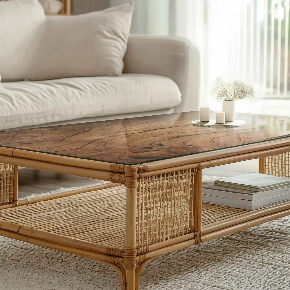 Plateau rectangulaire en verre avec motif de forêt élégant