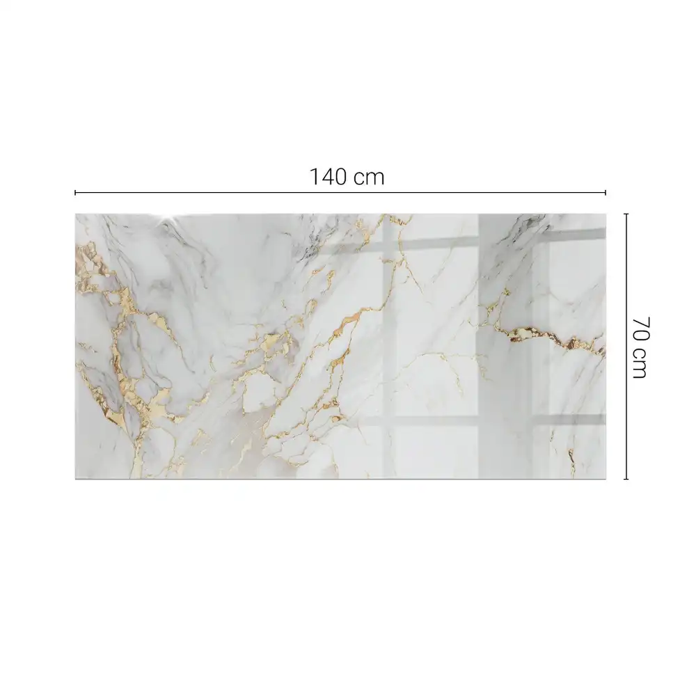 Plateau rectangulaire en verre avec veines effet marbre