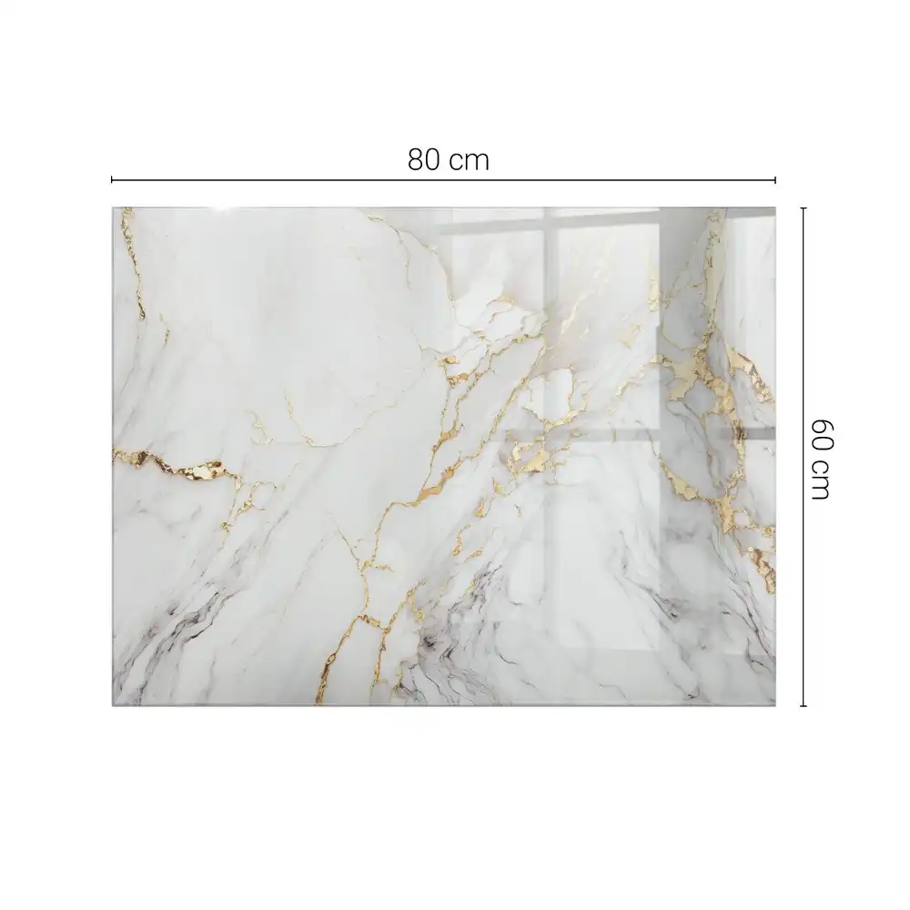 Plateau rectangulaire en verre avec veines effet marbre
