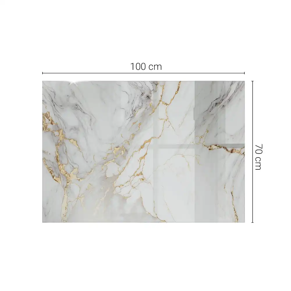 Plateau rectangulaire en verre avec veines effet marbre