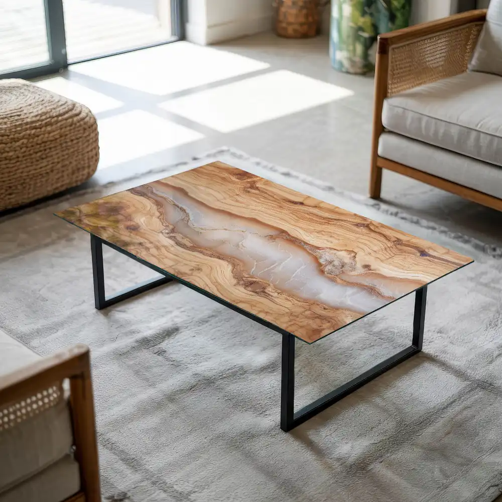 Plateau rectangulaire en bois et résine