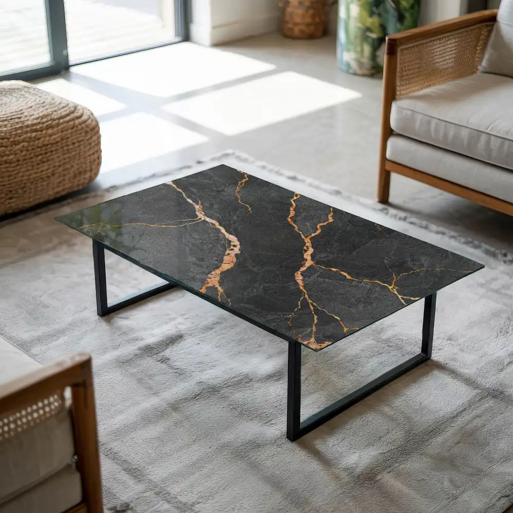 Plateau de table rectangulaire effet marbre