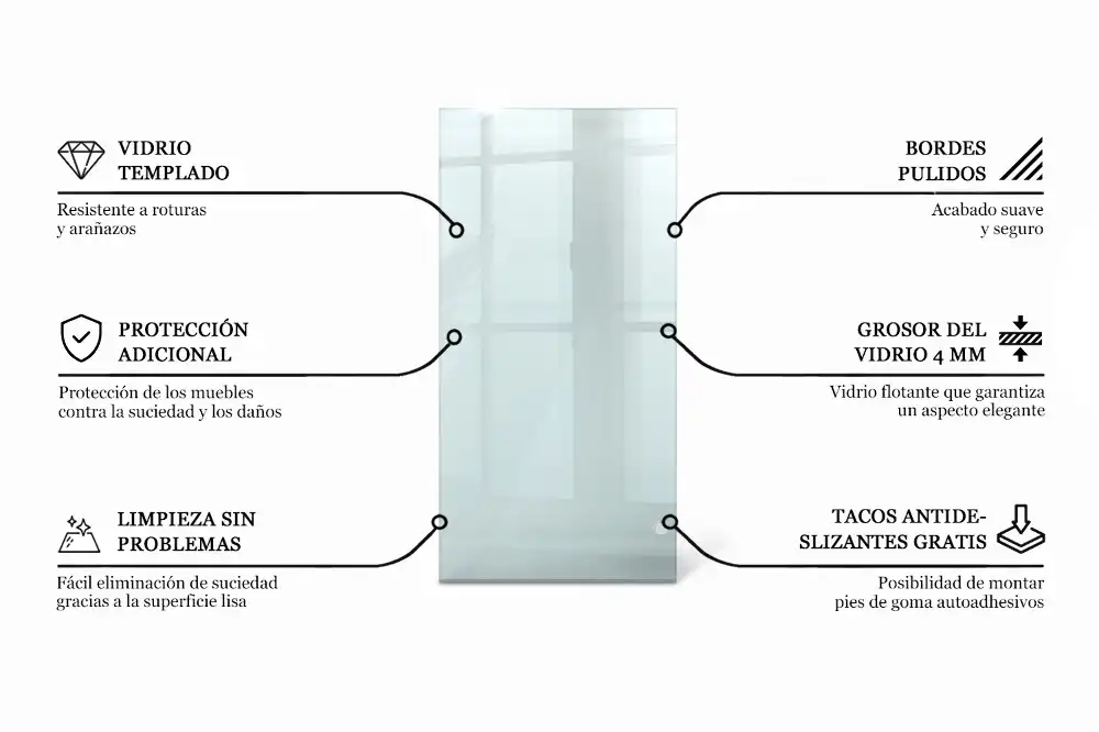 Plateau en verre rectangulaire transparent