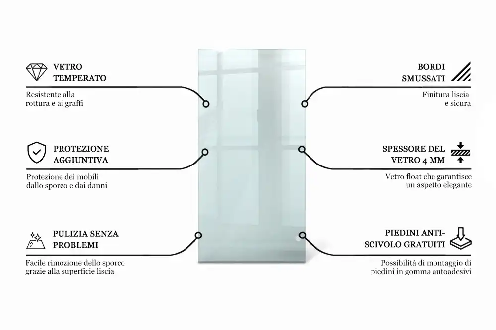 Plateau en verre rectangulaire transparent