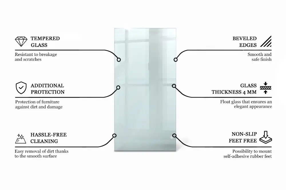 Plateau en verre rectangulaire transparent