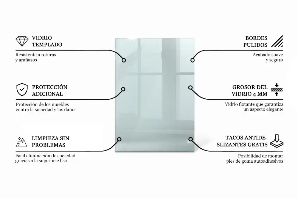 Plateau en verre rectangulaire transparent