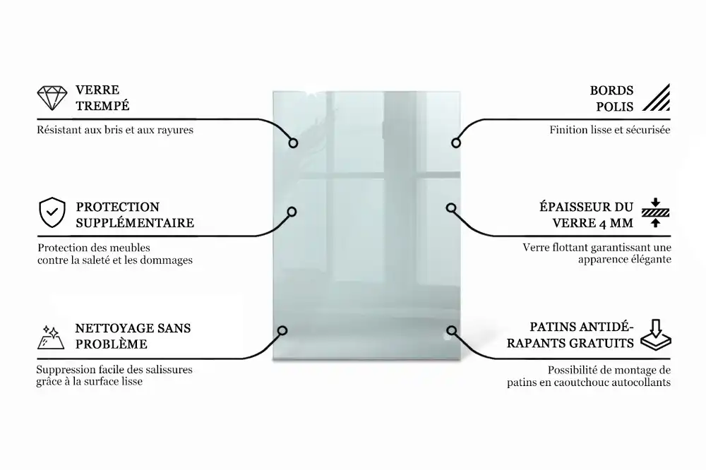 Plateau en verre rectangulaire transparent