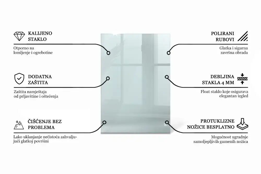 Plateau en verre rectangulaire transparent