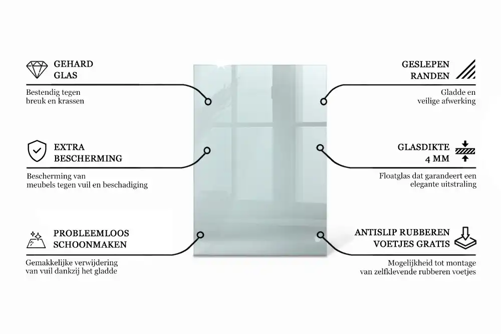 Plateau en verre rectangulaire transparent