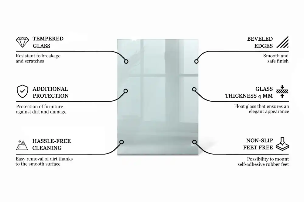 Plateau en verre rectangulaire transparent